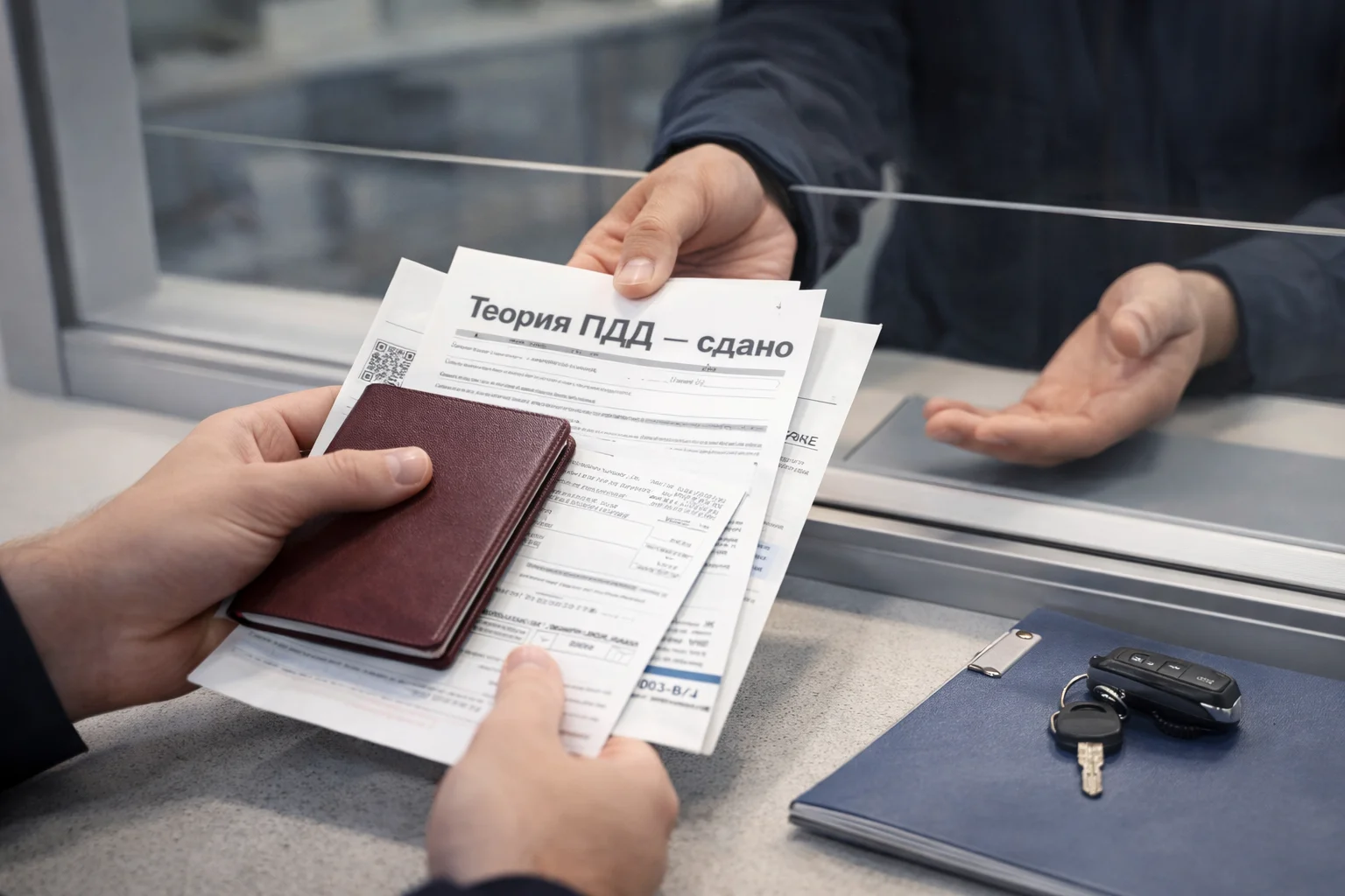 Подача документов для возврата водительского удостоверения после лишения: паспорт, квитанция и подтверждение сдачи теории ПДД.