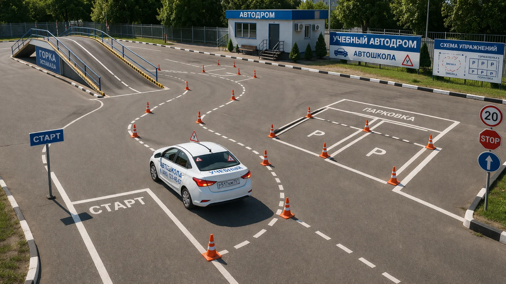 Учебный автодром для отработки упражнений экзамена ГИБДД — автошкола «Формула» Тюмень, 3 автодрома